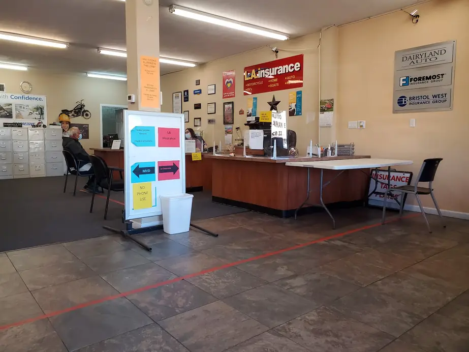 Inside the Tucson office, looking across the service floor toward the counter.